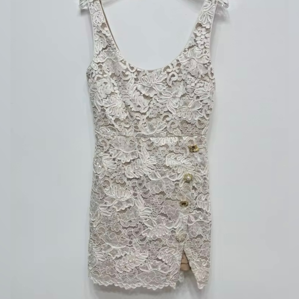 Self Portrait Cream Cord Lace Mini Dress
